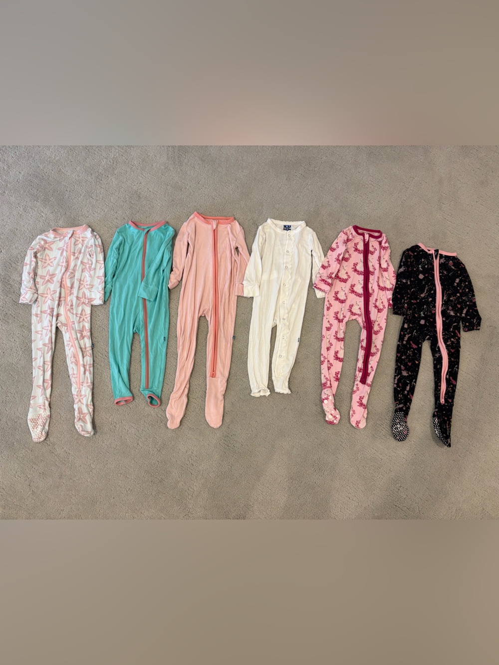 Kickee Pants Baby Girl Lot of 6 Sleepers PJS 9-12 months pajamas footies